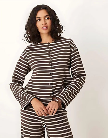 Brushed Striped set in Chocolate